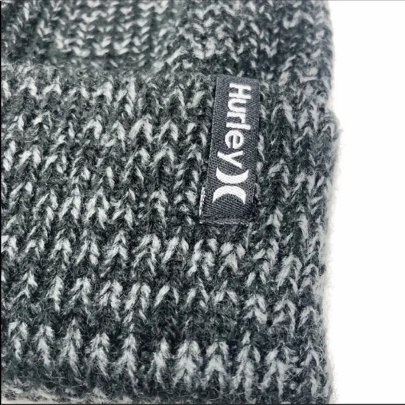 Hurley Unisex Max Cuff Slouchy 2.0 Knit Black Gray Beanie Winter Space Dye - Picture 5 of 11